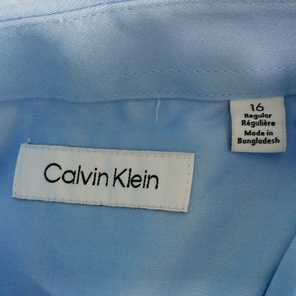 Calvin Klein - Blue Long Sleeve Button Down Shirt - 16 Regular - Picture 7 of 8